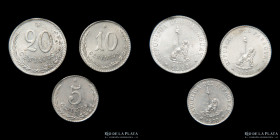 Paraguay. 5, 10 y 20 Centavos 1900. UNC
