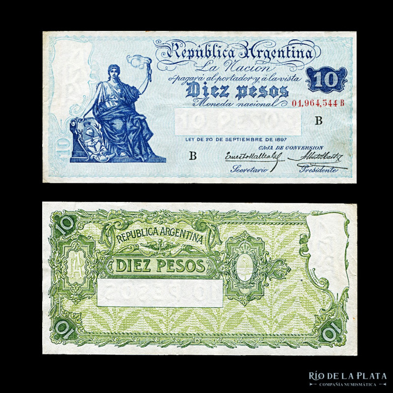 Argentina. Caja Conversión. 10 Pesos 1926. Firmas: Mallea Gil - Castex. Col 373b...