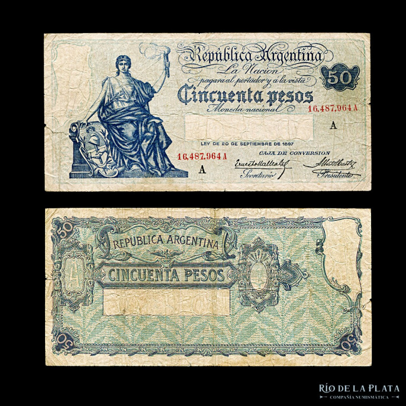 Argentina. Caja Conversión. 50 Pesos 1924. Firmas: Mallea Gil - Castex. Col 383a...