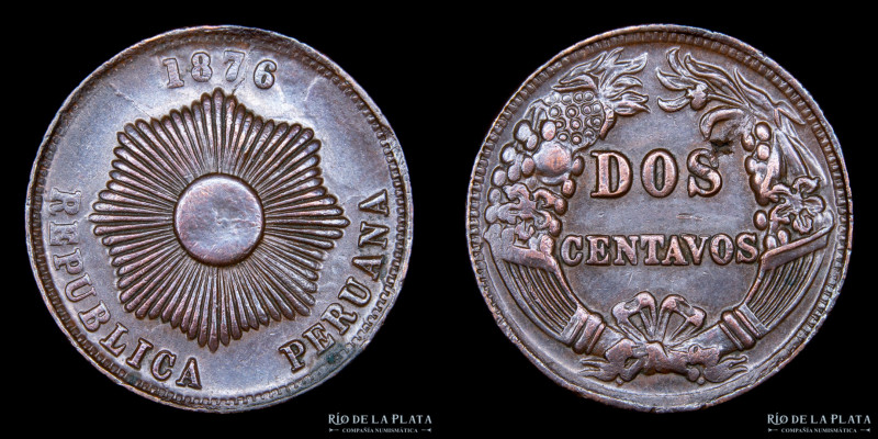 Perú. 2 Centavos 1876. CU; 24.0mm; 9.36g. KM212.1 (VF)

Estimate: USD 15 - 30