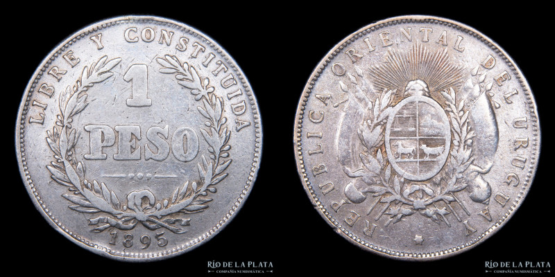 Uruguay. 1 Peso 1895 So. AG.900; 37.0mm; 24.60g. KM17a. (VF)

Estimate: USD 35...