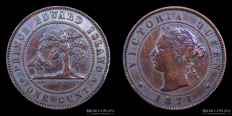 Canadá. Edward Island. 1 Cent 1871. CU; 25.4mm; 5.50g. KM4 (VF, limpiada)

Est...