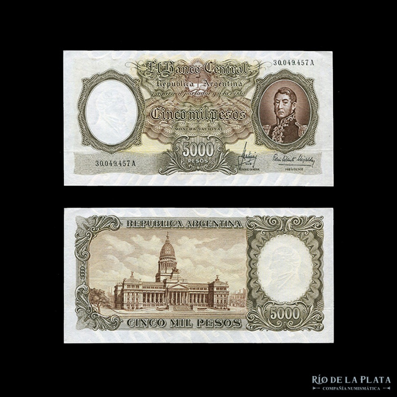 Argentina. BCRA Moneda Nacional. 5.000 Pesos 1966. Firma: Mastropiero - Elizalde...