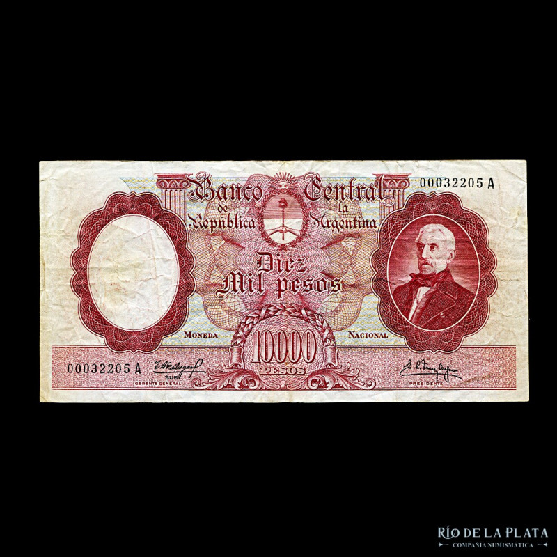 Argentina. BCRA Moneda Nacional. 10.000 Pesos 1961. Firma: Fábregas - Mendez Del...