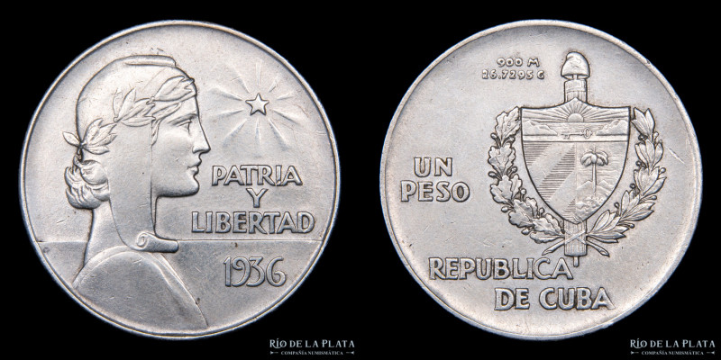 Cuba. 1 Peso ABC 1936. AG.900; 38.0mm; 26.82g. KM22 (VF+)

Estimate: USD 50 - ...