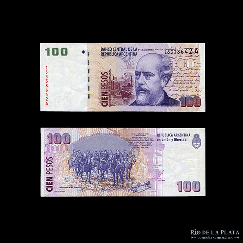 Argentina. 100 Pesos Convertibles 1999. 2º Diseño con leyenda Convertibles de Cu...