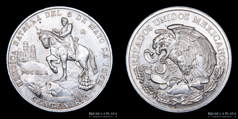 México. Medalla Centenario Puebla 1862-1962. Plata; 36.0mm; 21.84g. (XF)

Esti...