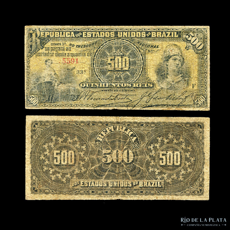 Brasil. Tesoro Nacional. 500 Reis 1917. P1b (F)
Estimate: USD 35 - 70