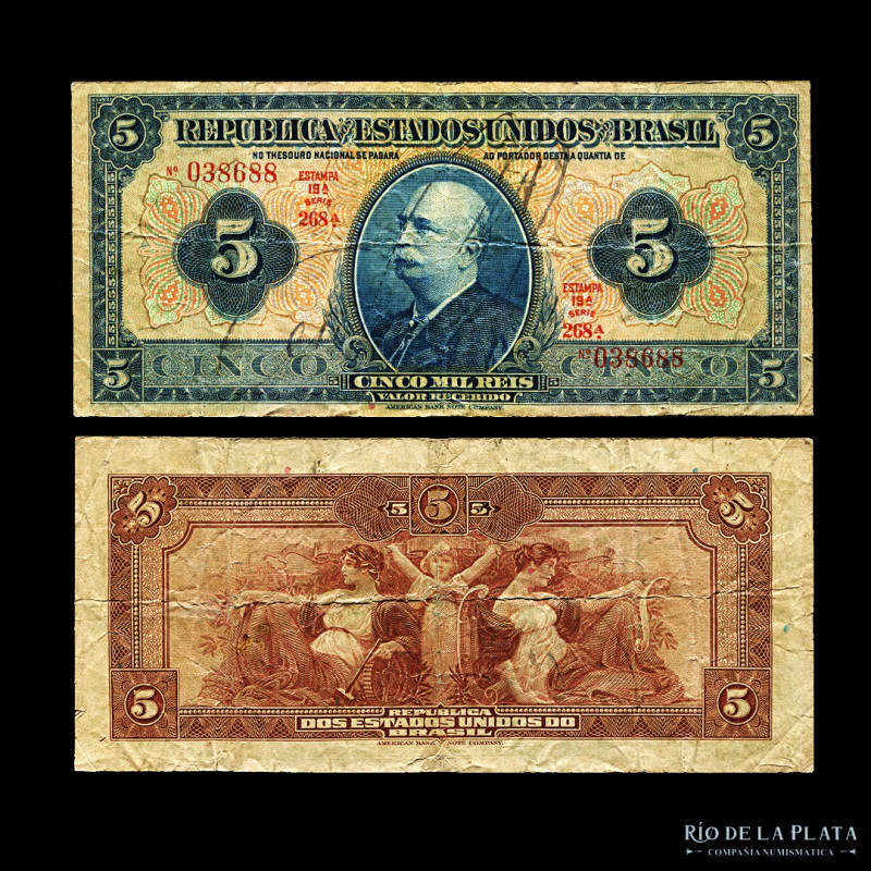 Brasil. Tesoro Nacional. 5.000 Reis 1925. P29b (F+)
Estimate: USD 35 - 70