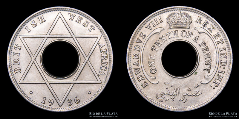 África Occidental Británica. Eduardo VIII (1936). 1/10 Penny 1936. Cu-Ni; 20.0mm...