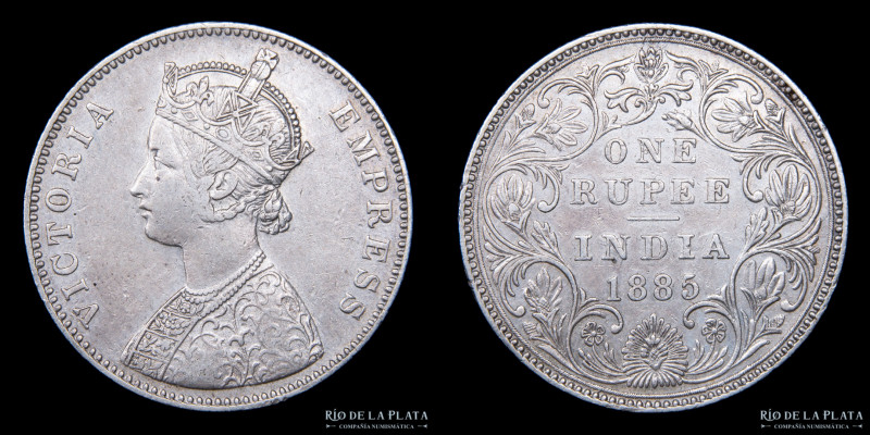 India Británica. Victoria (1837-1901) 1 Rupee 1885. Ceca de Bombay. AG.917; 30.5...