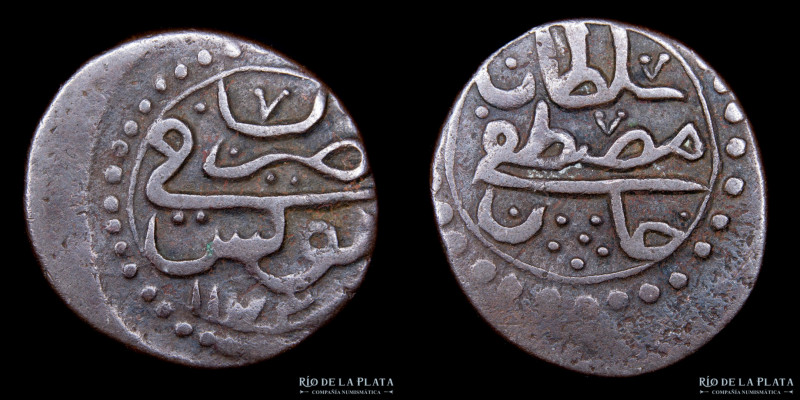 Tunez. Mustafa III (1758-1773) 1 Burbe 1759 (AH1173) CU; 22.0mm; 3.86g. KM52.2 (...
