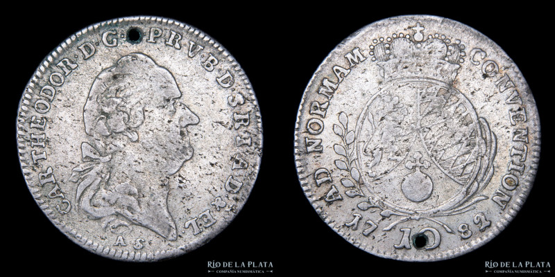 Electorado de Pfalz. Karl IV Theodor (1742-1792) 10 Kreuzer 1782. Plata; 25.5mm;...