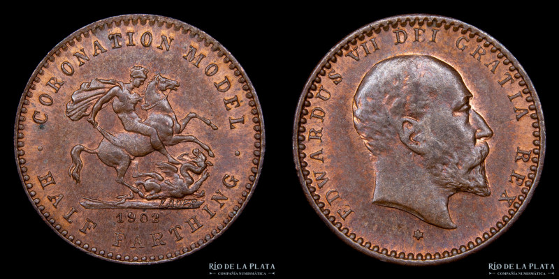 Gran Bretaña. Coronation Model 1902 Half Farthing. CU; 16.0mm; 1.20g. (UNC)
Est...