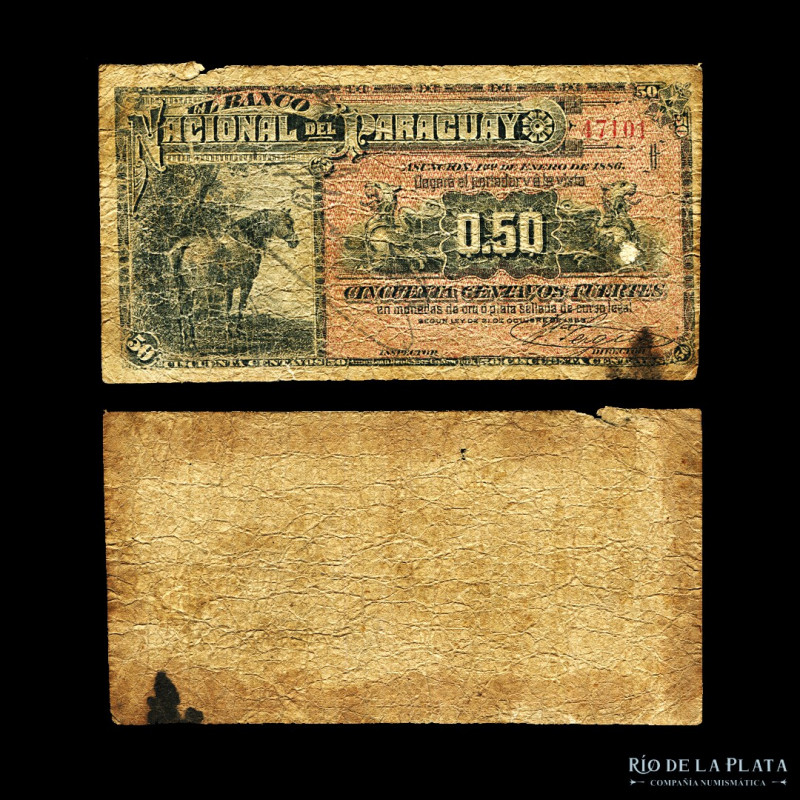 Paraguay. 50 Centavos Fuertes 1886. Impreso en American Bank Note Company (NY). ...