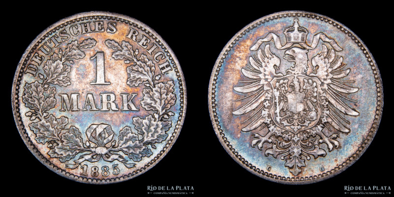 Alemania. 1 Mark 1885 G. AG.900; 24mm; 5.48g. KM7 (VF+) Pátina

Estimate: USD ...