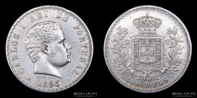 Portugal. Carlos I (1889-1908) 500 Reis 1895. AG.917; 31.0mm; 12.54g. Tirada cor...