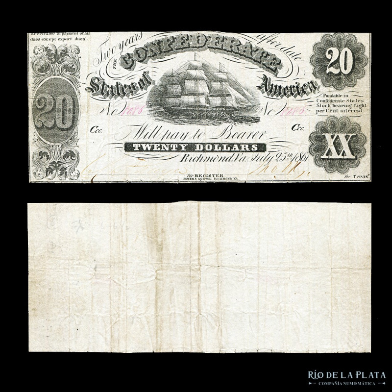 USA. Confederate. 20 Dollars 1861 (VF)
Estimate: USD 100 - 150