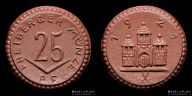 Weimar. 1921 Freiberg Notgeld Porcelana 25 Pfennig