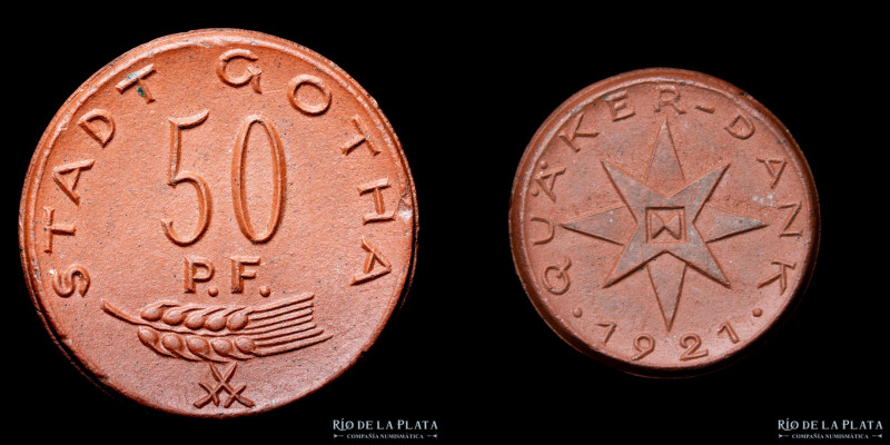 Weimar. Notgeld Porcelana 50 Pfennig 1921. Gotha. 22.5mm; 2.62g. Sch - (UNC)

...
