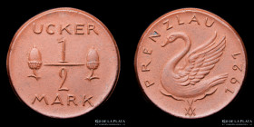 Weimar. 1921 Prenzlau Notgeld Porcelana 1/2 Mark