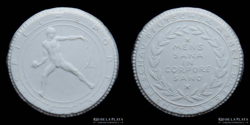 Weimar. Notgeld Porcelana Blanca 1933. Dresden. Grosskayna Sport Fest. 38.5mm; 7...