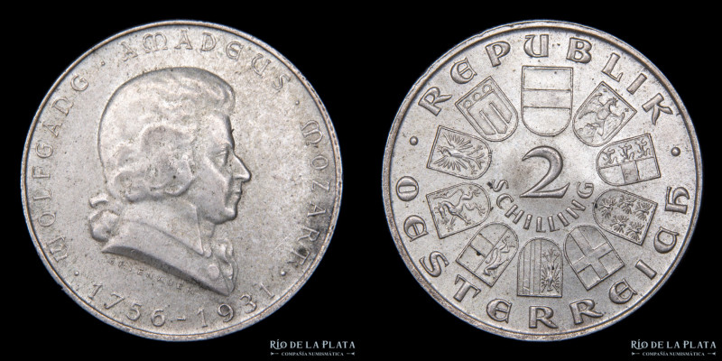 Austria. 1º República (1919-1934) 2 Schilling 1931. 175º Aniversario de Wolfgang...