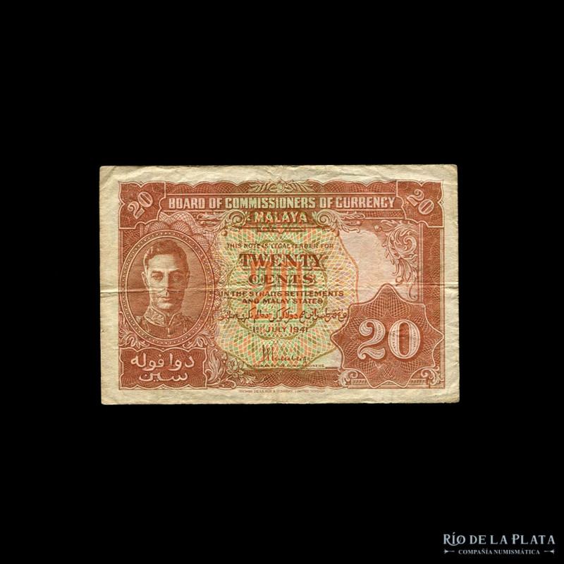 Malasia. 20 Cents 1941. P9a (F)
Estimate: USD 15 - 30