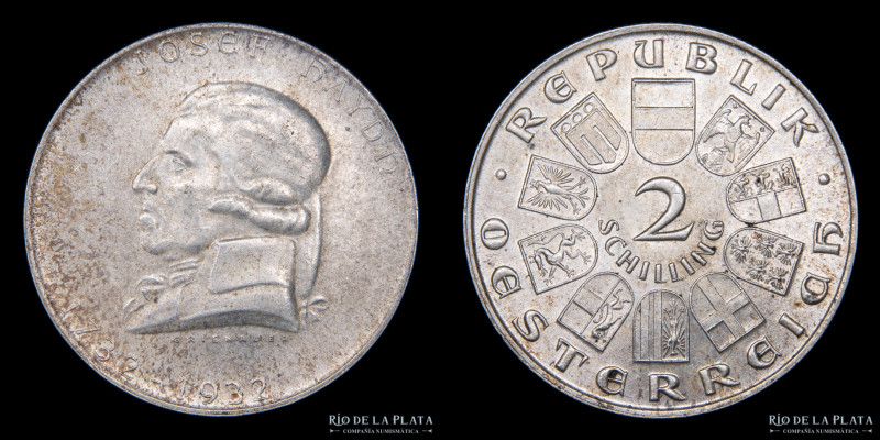 Austria. 1º República (1919-1934) 2 Schilling 1932. 200º Aniversario de Joseph H...