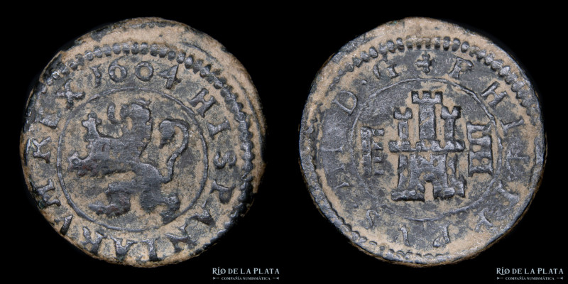 España. Felipe III (1598-1621) 4 Maravedis 1604. Cobre. 21.0mm; 3,00g; KM6.5 (VF...