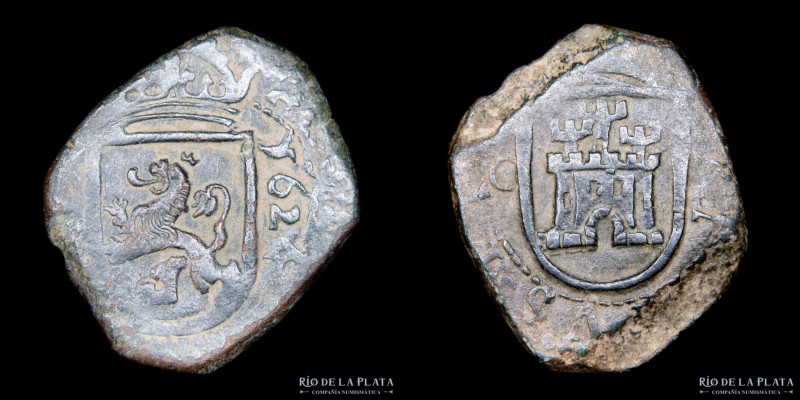 España. Felipe IV (1621-1665) 8 Maravedis 1624. Ceca de Cuenca CU; 24mm; 5.20g. ...