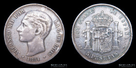 España. Alfonso XII. 5 Pesetas 1881. KM676