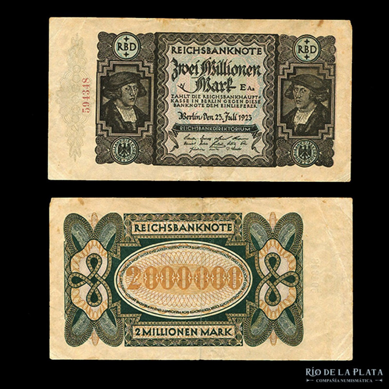 Alemania. Weimar. 2 Million Mark 1923. P89a (VF)
Estimate: USD 20 - 40