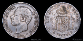 España. Alfonso XII. 5 Pesetas 1885. KM688