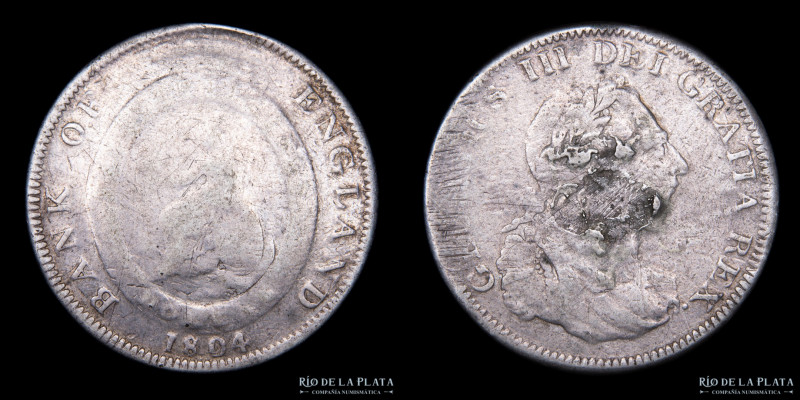 Gran Bretaña. Jorge III (1760-1820) 1 Dollar 1804. Bank of England Token. AG.903...