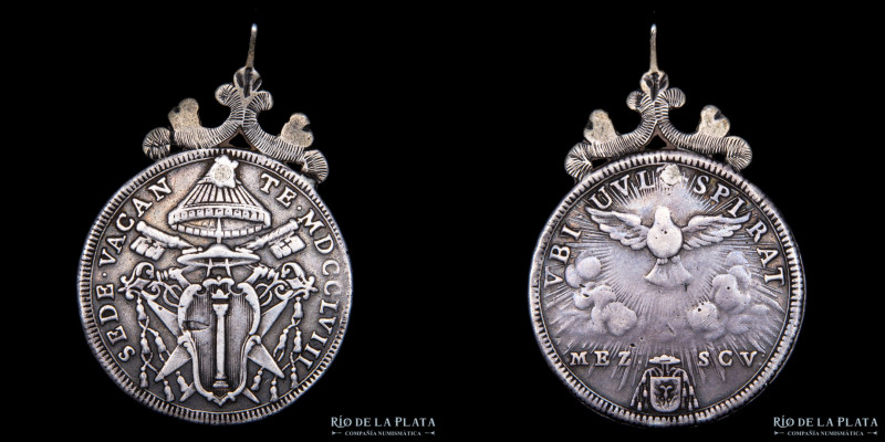 Italia. Papal States (Roma) Sede Vacante 1758. AR 1/2 Scudo 1758. 34.8mm; 14.41g...