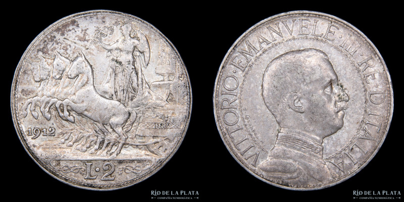 Italia. V. Emanuele III (1900-1946) 2 Lira 1912R. AG.835; 27.0mm; 10.02g. KM46 (...