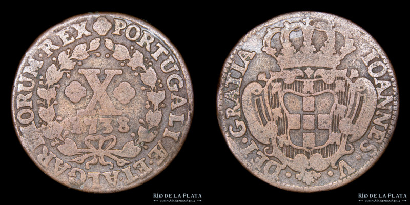 Portugal. Juan V (1706-1750). 10 Reis 1738. CU, 33.5mm; 12,4g, KM227 (VF)

Est...