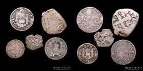 Lote x 5. Potosi, Lima y Mexico. Columnarias y macuquinas. A clasificar