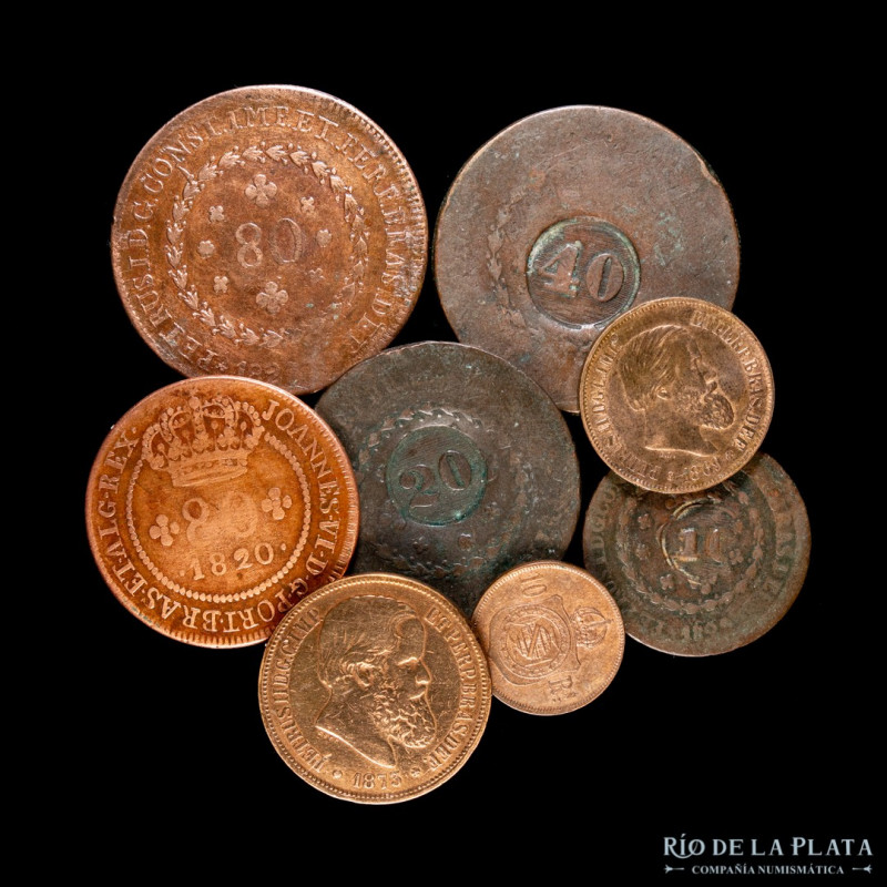 Brasil. Lote x 8 cobres 1820-1873. Variado lote a clasificar (F-XF)

Estimate:...