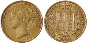 Australia, Victoria, 1837-1901. AV ‘Shield’ Sovereign, 1872M; Melbourne mint, AGW : 0.2355oz (KM6; S-3854; Fr. 12). Old cabinet patina, small rim bump...