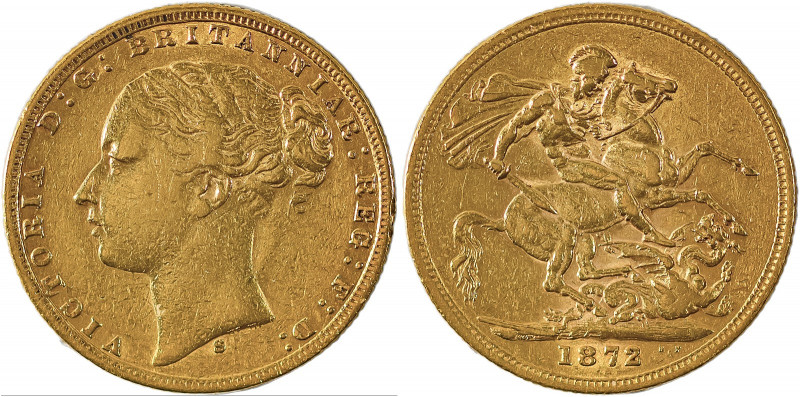 Australia, Victoria, 1837-1901. AV Sovereign, 1872S, Sydney mint, AGW : 0.2355oz...