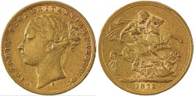 Australia, Victoria, 1837-1901. AV Sovereign, 1872S, Sydney mint, AGW : 0.2355oz (KM7; S-3858A; Fr. 11). Nice golden tone, even wear. Very fine

All l...