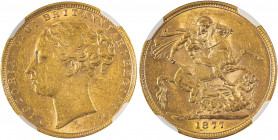 Australia, Victoria, 1837-1901. AV Sovereign, 1877M, Melbourne mint, AGW : 0.2355oz (KM7; S-3857; Fr. 16).

A bold and lustrous example with light bag...