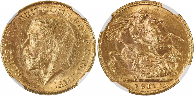 Australia, George V, 1910-1936. AV Sovereign, 1911M, Melbourne mint, AGW : 0.235...