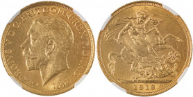 Australia, George V, 1910-1936. AV Sovereign, 1913S, Sydney mint, AGW : 0.2355oz (KM29; S-4003; Fr. 38).

Fully lustrous with sharp details.

Graded M...