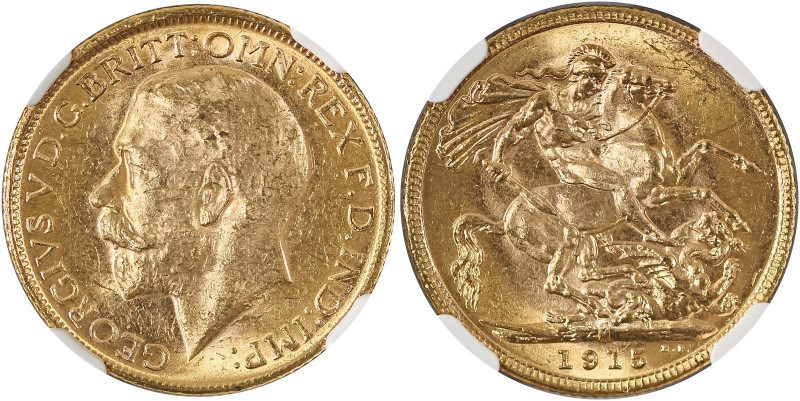 Australia, George V, 1910-1936. AV Sovereign, 1915M, Melbourne mint, AGW : 0.235...