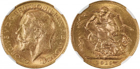 Australia, George V, 1910-1936. AV Sovereign, 1919P, Perth mint, AGW : 0.2355oz (KM29; S-4001; Fr. 40).

Attractive golden tone and fully lustrous wit...