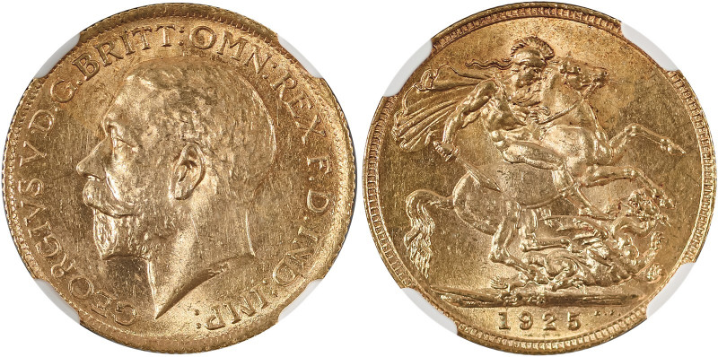 Australia, George V, 1910-1936. AV Sovereign, 1925S, Sydney mint, AGW : 0.2355oz...