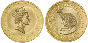 Australia, Elizabeth II, 1952-. AV Kangaroo Series 100 Dollars, 1994, AGW : 1.0000oz (KM237; Fr. B1)

Outstanding details with frosty background and s...
